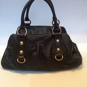 Brown cowhide leather handbag